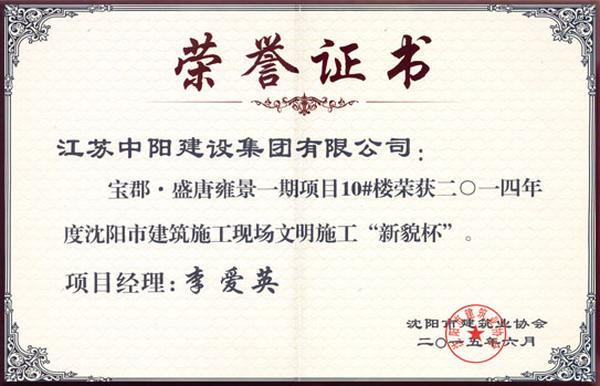 沈陽市建筑施工現(xiàn)場文明施工 新貌杯